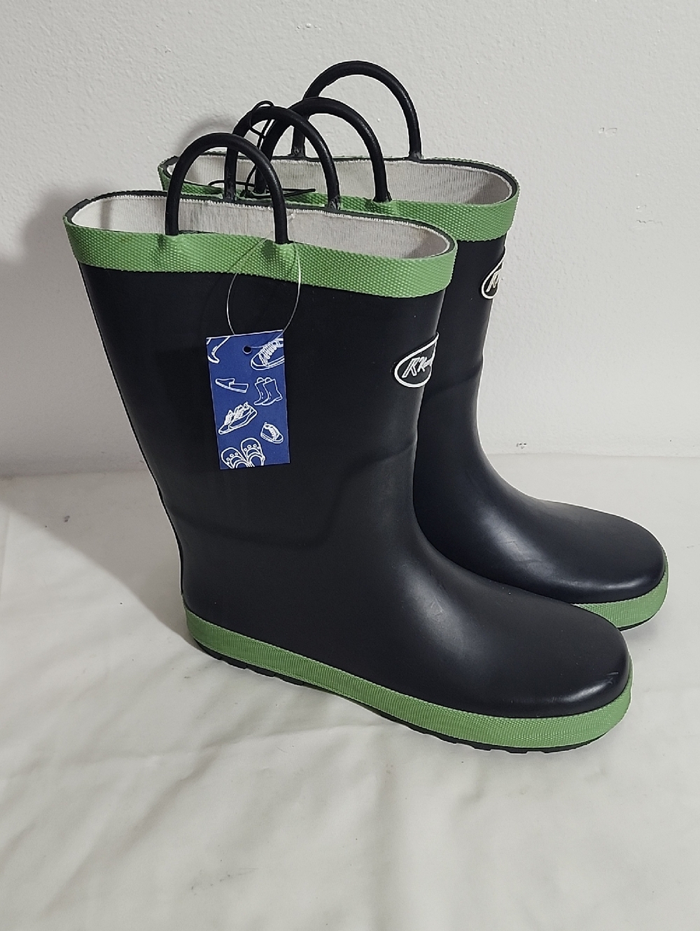 Kids Black and Green Rain Boots - Lightweight Waterproof Boots For Snow And Rain